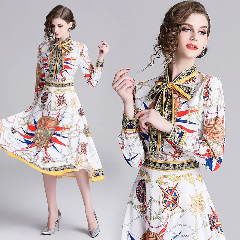 2019 Spring Summer Runway Baroque Floral Print Collar Bow Tie Neck Empire Waist Long Sleeve Women Party Casual Medium Dresses
2019 Spring Summer Runway Baroque Floral Print Collar Bow Tie Neck Empire Waist Long Sleeve Women Party Casual Medium Dresses