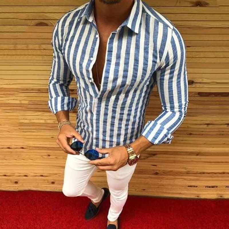 Bigsweety Mens Striped Turn-dowm Collar Shirts New Fashion Male Long Sleeve Shirt Tops Clothing 4 Colors Hot Sale
Bigsweety Mens Striped Turn-dowm Collar Shirts New Fashion Male Long Sleeve Shirt Tops Clothing 4 Colors Hot Sale