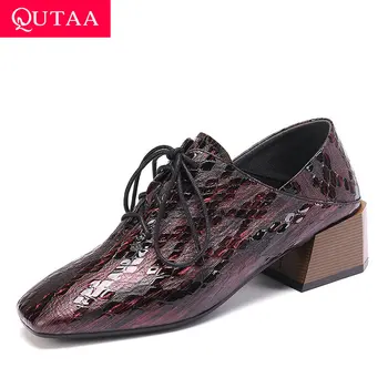 QUTAA 2020 Casual Square Middle Heel Lace Up Single Shoes Cow Leather Retro Square Toe Autumn All Match Women Pumps Size 34-42
QUTAA 2020 Casual Square Middle Heel Lace Up Single Shoes Cow Leather Retro Square Toe Autumn All Match Women Pumps Size 34-42