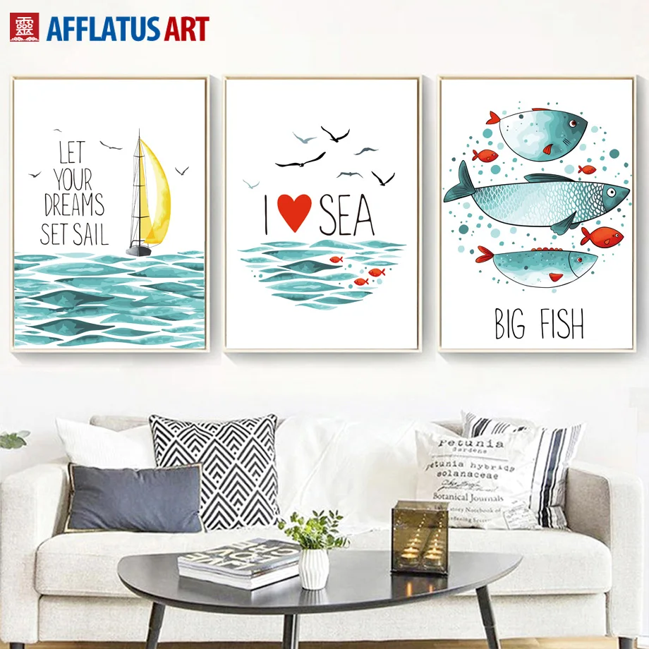 Watercolor Fish Sailing Sea Landscape Nordic Posters And Prints Wall Art Canvas Painting Wall Pictures For Living Room Decor
Watercolor Fish Sailing Sea Landscape Nordic Posters And Prints Wall Art Canvas Painting Wall Pictures For Living Room Decor