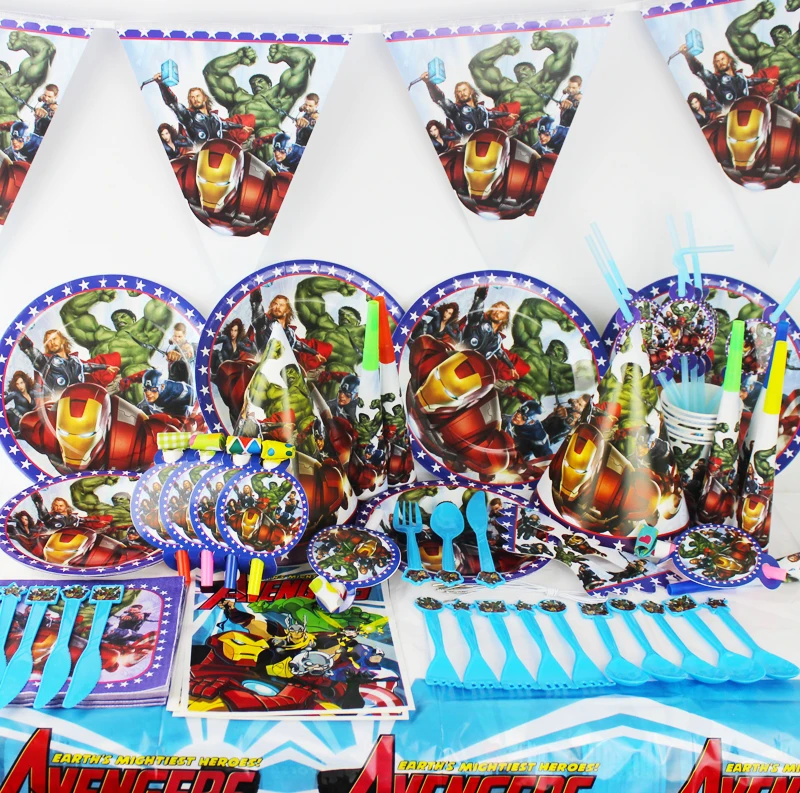 

116/78/90pcs The Avengers party set supplies kids birthday wedding suppliers girls child Decorations set high quality wholesale