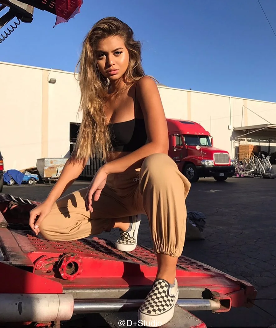 Winter Harajuku High Waist Cargo Pants Women Elastic Harem Pants Zipper Punk Hip Hop Trousers Cotton Sweatpants Streetwear (Us 6-14)