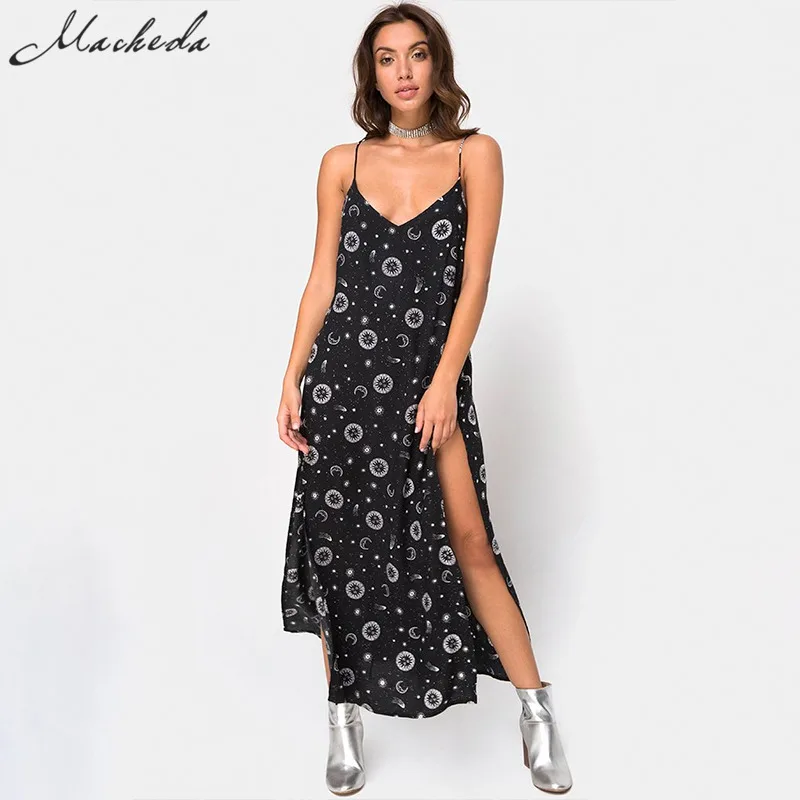 Macheda Women Sexy V Neck Print Spaghetti Strap Black Dress Split Backless Party Bodycon Ladies A Line Long Vestidos Dresses
Macheda Women Sexy V Neck Print Spaghetti Strap Black Dress Split Backless Party Bodycon Ladies A Line Long Vestidos Dresses