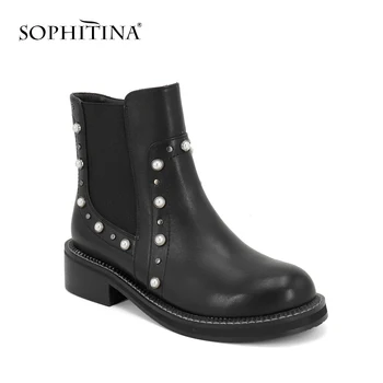SOPHITINA Women's Genuine Leather Ankle Boots Round Toe String Bead Woman Casual Shoes Autumn Winter Warm Short Plush Boots M77
SOPHITINA Women's Genuine Leather Ankle Boots Round Toe String Bead Woman Casual Shoes Autumn Winter Warm Short Plush Boots M77