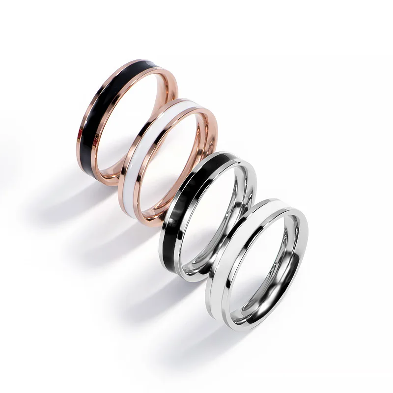 Classic Top Brand Jewelry White Black Enamel Ceramic Couples Love Ring Silver Color Stainless Steel Wedding Finger Rings For Men
Classic Top Brand Jewelry White Black Enamel Ceramic Couples Love Ring Silver Color Stainless Steel Wedding Finger Rings For Men