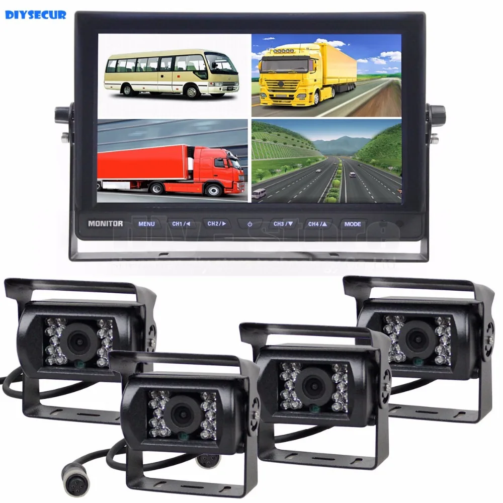 DIYSECUR 10Inch Split QUAD Car Monitor + 4 x CCD Rear View Camera Waterproof for Truck Bus Video Surveillance System
DIYSECUR 10Inch Split QUAD Car Monitor + 4 x CCD Rear View Camera Waterproof for Truck Bus Video Surveillance System