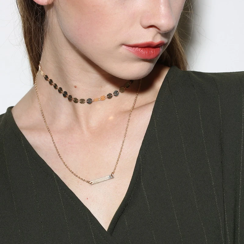 Creative New Simple Handmade Copper Sequins Chain Choker Necklaces For Women Double Layer Necklace 2017 New Volunge Jewelry
Creative New Simple Handmade Copper Sequins Chain Choker Necklaces For Women Double Layer Necklace 2017 New Volunge Jewelry