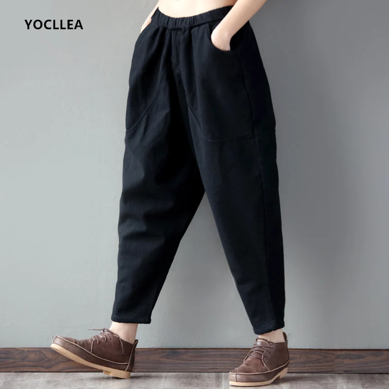 Art Elastic Waist Harem Pants Women Autumn Winter Cotton Linen Causal Pants office Lady Solid High waist Pocket Trouser Fashion
Art Elastic Waist Harem Pants Women Autumn Winter Cotton Linen Causal Pants office Lady Solid High waist Pocket Trouser Fashion