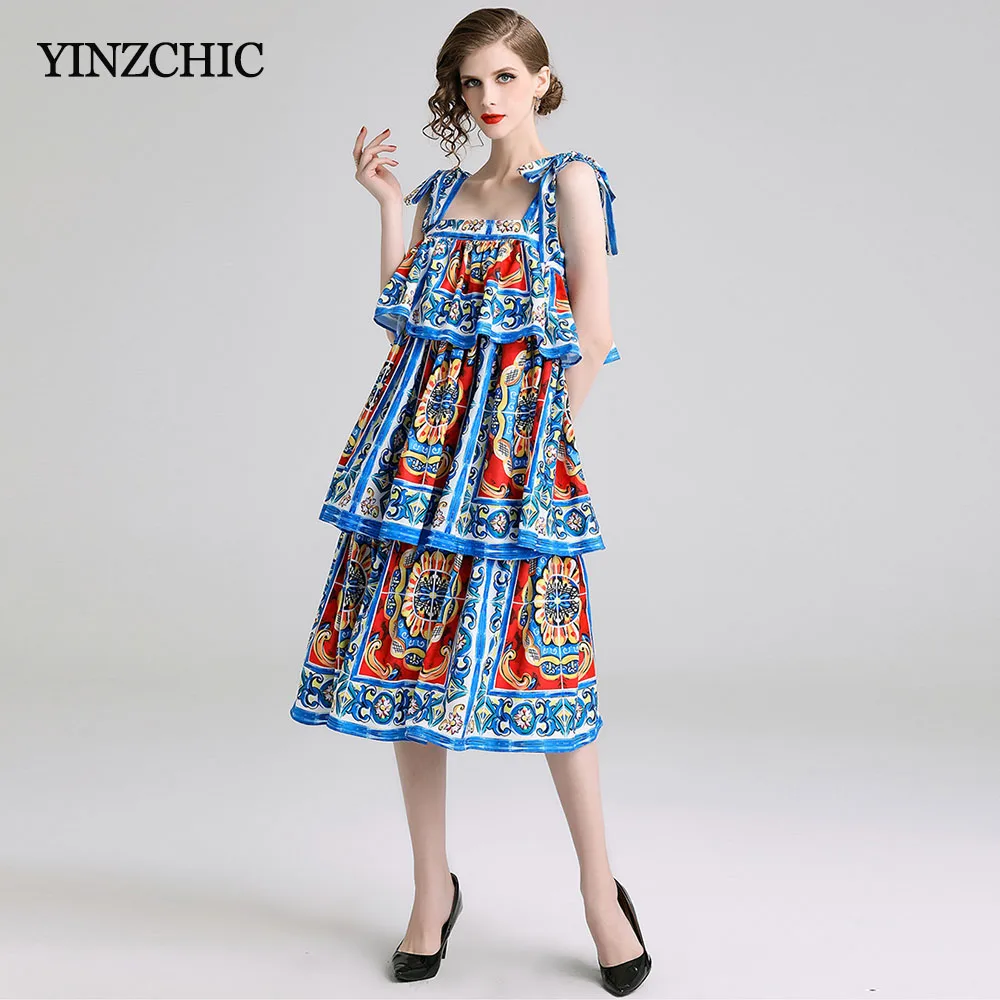 Royal Print Womans Layed Dress Fashion Strap Dress for Woman Female Casual Printed Loose Dress Summer Beach Dress
Royal Print Womans Layed Dress Fashion Strap Dress for Woman Female Casual Printed Loose Dress Summer Beach Dress