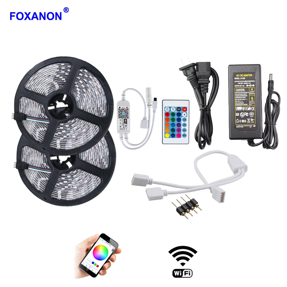 Foxanon 5-10M 5050 SMD Waterproof RGB LED Strip Lights Tape Lamp 24Key WiFi Remote Controller 12V Power Supply Adapter EU Plug
Foxanon 5-10M 5050 SMD Waterproof RGB LED Strip Lights Tape Lamp 24Key WiFi Remote Controller 12V Power Supply Adapter EU Plug