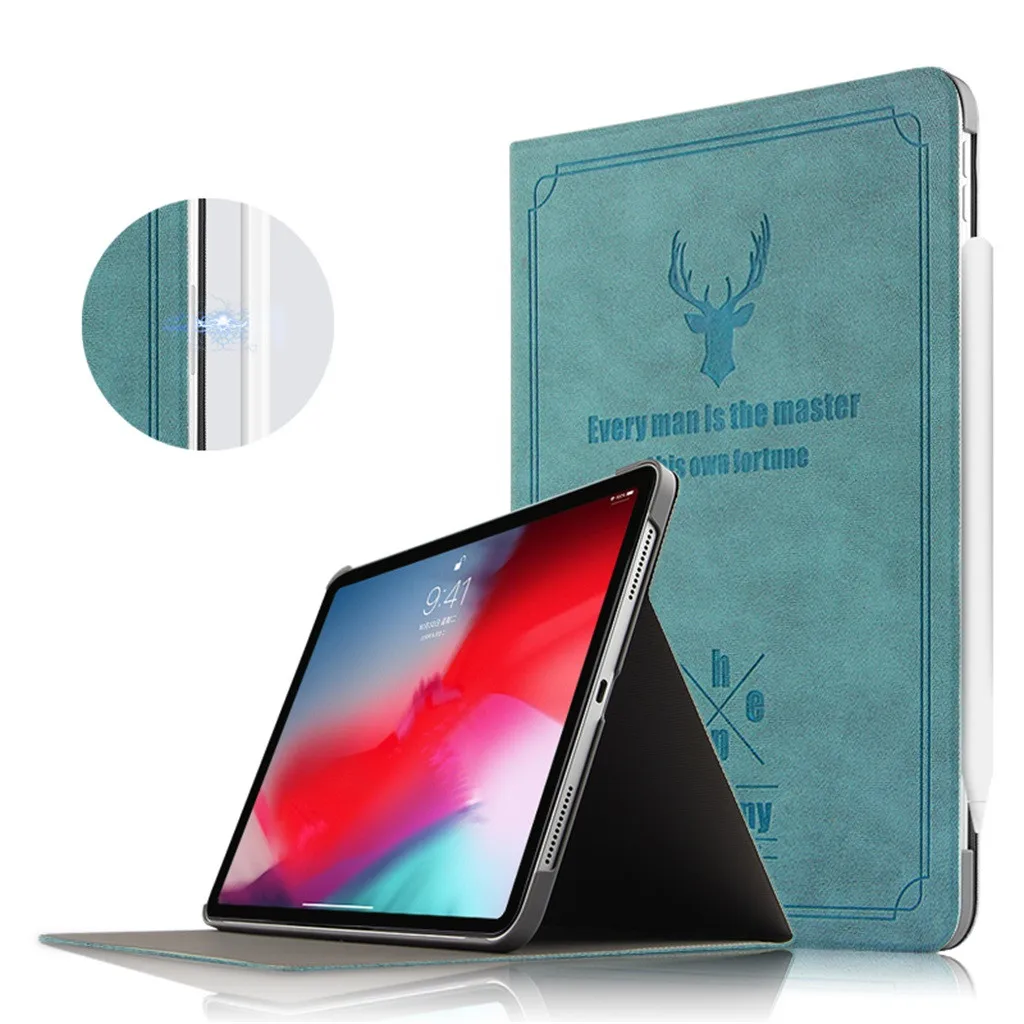 Магнитный матовый кожаный смарт чехол для iPad Pro 11 2018 с функцией автоматического