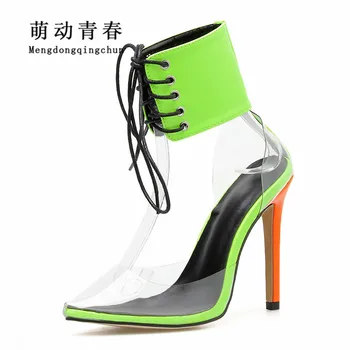 New Autumn Women High Heels Sandals Sexy Transparents PVC Pointed Toe Summer Boots Stiletto Ankle Strap Lace Up Wedding Pumps
New Autumn Women High Heels Sandals Sexy Transparents PVC Pointed Toe Summer Boots Stiletto Ankle Strap Lace Up Wedding Pumps