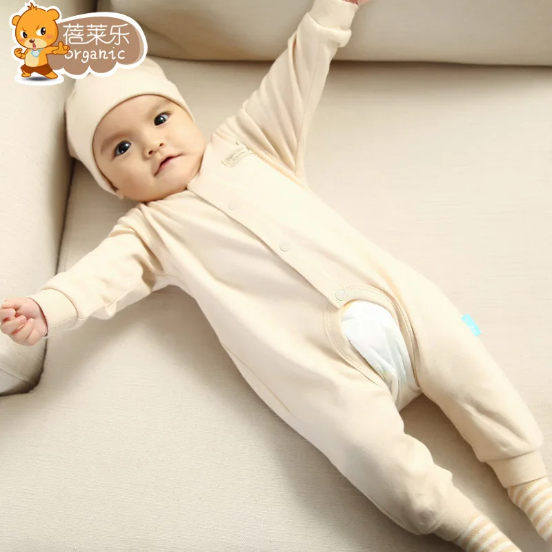 Organic cotton baby Siamese Romper clothes open file underwear spring and | Мать и ребенок