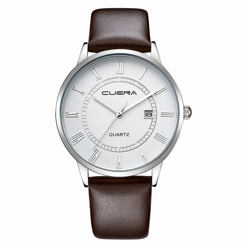 CUENA Men Trendy Retro Brown Leather Quartz Watches 2018 / 30m life waterproof auto date / 40.6mm Case Relogio Masculino 6602P01
CUENA Men Trendy Retro Brown Leather Quartz Watches 2018 / 30m life waterproof auto date / 40.6mm Case Relogio Masculino 6602P01