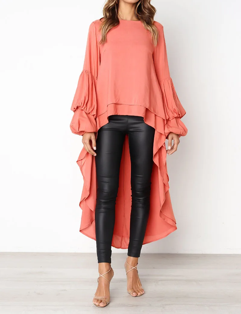2018 Autumn Trendy Irregular Long Tail Women Blouse Fashion Big Size Lady Loose Ruffle Tops Lantern Long Sleeve Outerwear
2018 Autumn Trendy Irregular Long Tail Women Blouse Fashion Big Size Lady Loose Ruffle Tops Lantern Long Sleeve Outerwear