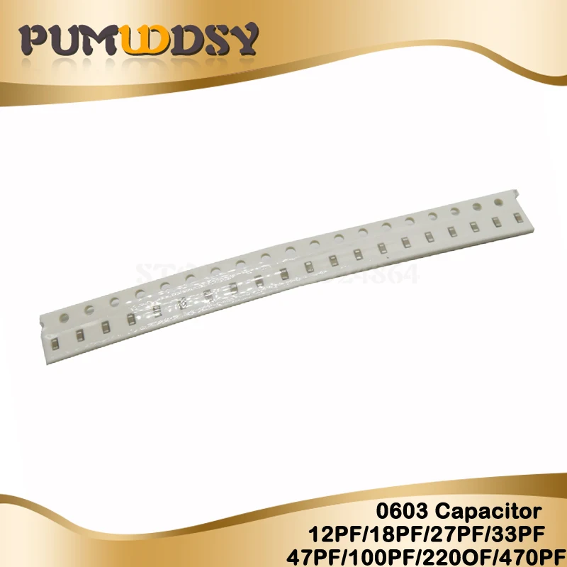 

100pcs 12PF 18PF 27PF 33PF 47PF 100PF 220PF 470PF NPO Error 5% 50V 0603 33P SMD Thick Film Chip Multilayer Ceramic Capacitor