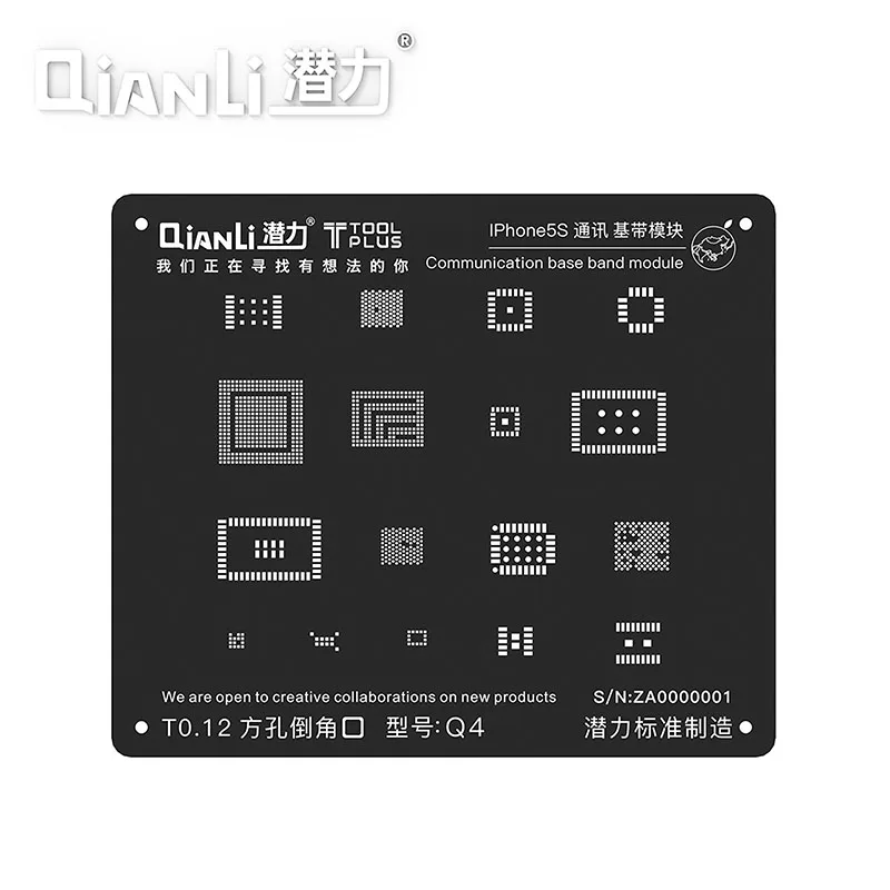 QIANLI new universal square hole black Reball template baseband steel mesh for iPhone 8-5s communication baseband module
QIANLI new universal square hole black Reball template baseband steel mesh for iPhone 8-5s communication baseband module