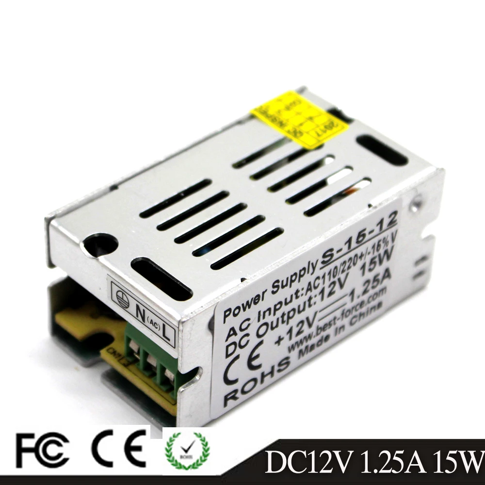 Single Output DCV12V 1.25A DC24V 0.63A 15W Power supply Switching Transformers AC100-240V SMPS for Led Strip Light Lamp CNC CCTV
Single Output DCV12V 1.25A DC24V 0.63A 15W Power supply Switching Transformers AC100-240V SMPS for Led Strip Light Lamp CNC CCTV