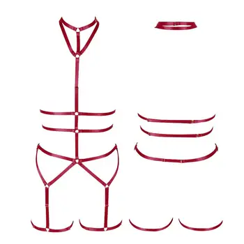 Full Body Harness Red Sexy Lingerie Set Strappy Tops Punk Goth Elastic Plus Size Hollow Party Rave Wear Bra Women Garter Belt
Full Body Harness Red Sexy Lingerie Set Strappy Tops Punk Goth Elastic Plus Size Hollow Party Rave Wear Bra Women Garter Belt