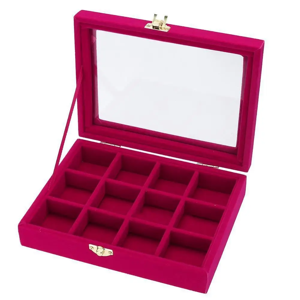 Velvet Glass Jewelry Ring Display Tray Holder Earring Storage Box Organizer Case, Rose red
Velvet Glass Jewelry Ring Display Tray Holder Earring Storage Box Organizer Case, Rose red