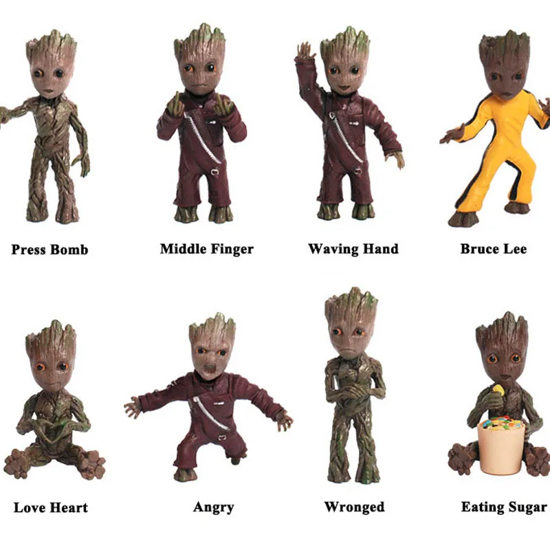 7.5cm Guardians Of The Galaxy Groot Middle Finger Version Keychain Key Rings