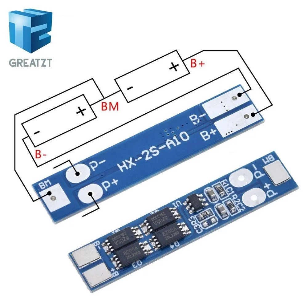 GREATZT 2S 7.4V 8A Li-ion 18650 Lithium Battery Charger Protection Board 8.4V Overcurrent Overcharge / Overdischarge Protection
GREATZT 2S 7.4V 8A Li-ion 18650 Lithium Battery Charger Protection Board 8.4V Overcurrent Overcharge / Overdischarge Protection