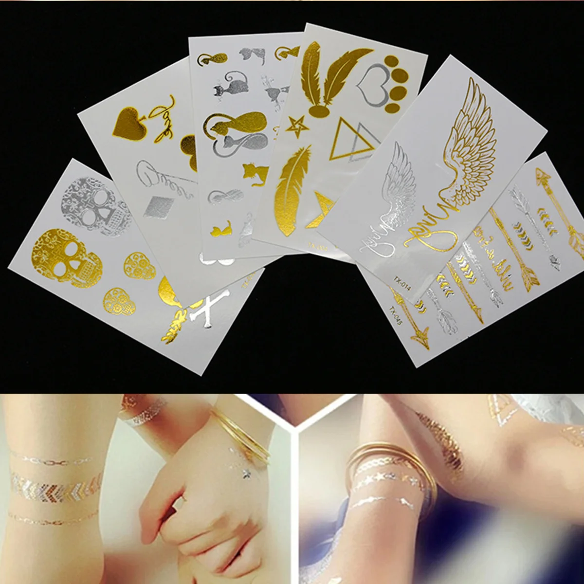 10pc Small Flash Metallic Tattoo Waterproof Temporary Gold Silver Tatoo Women Henna Star Taty Design Tattoo Sticker Random Style
10pc Small Flash Metallic Tattoo Waterproof Temporary Gold Silver Tatoo Women Henna Star Taty Design Tattoo Sticker Random Style