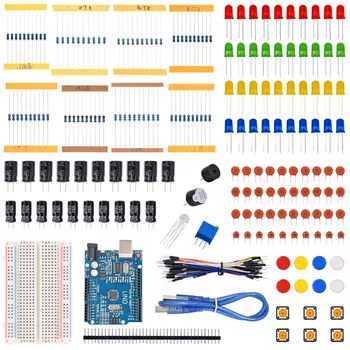 Starter Kit for LED / Capacitor / Jumper Wires / Breadboard resistor Kit with UNO R3 (CH340G) MEGA328P
Starter Kit for LED / Capacitor / Jumper Wires / Breadboard resistor Kit with UNO R3 (CH340G) MEGA328P