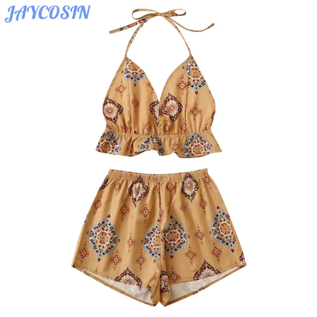 JAYCOSIN Women Set Clothes Sexy Floral Print Two Piece Set Sleeveless Halter Tank Top And Short Pants Holiday Beach Matching Set
JAYCOSIN Women Set Clothes Sexy Floral Print Two Piece Set Sleeveless Halter Tank Top And Short Pants Holiday Beach Matching Set