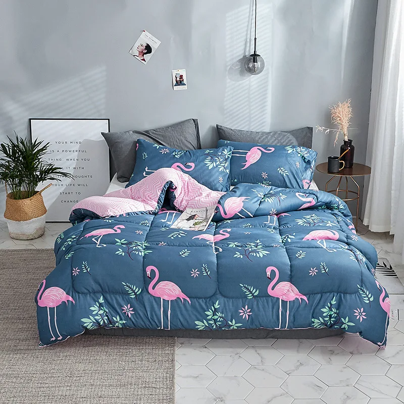 

2018 New winter comforter bird thicken quilted quilts home bedding comforter printed edredom keep warm winter duvet with filling