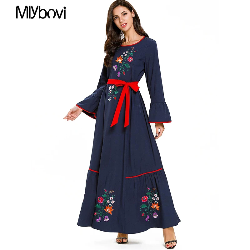 Women navy Embroidery Abaya Dubai Muslim Maxi Dress Kaftan Turkish Islamic Sashes Clothes Flowers Bangladesh Ukraine Robe
Women navy Embroidery Abaya Dubai Muslim Maxi Dress Kaftan Turkish Islamic Sashes Clothes Flowers Bangladesh Ukraine Robe