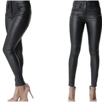 Female High Waist Pencil Pants PU Leather Stretch Slim Fit Trousers 3 Buttons Black Woman Plus Size Skinny Women
Female High Waist Pencil Pants PU Leather Stretch Slim Fit Trousers 3 Buttons Black Woman Plus Size Skinny Women