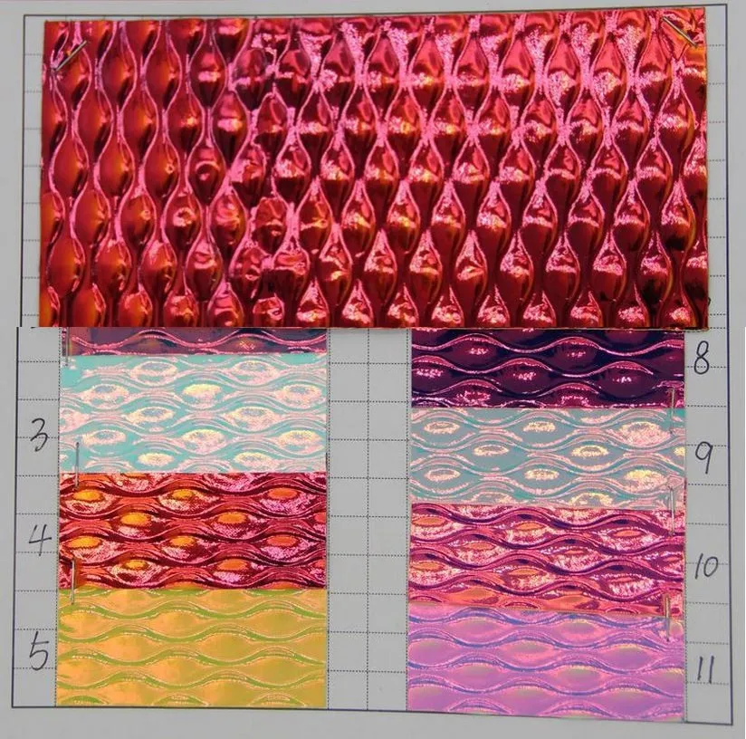 Laser chameleon PU leather 0.7mm mirror Symphony holographic leather fabric Metallic synthetic leather fabric
Laser chameleon PU leather 0.7mm mirror Symphony holographic leather fabric Metallic synthetic leather fabric