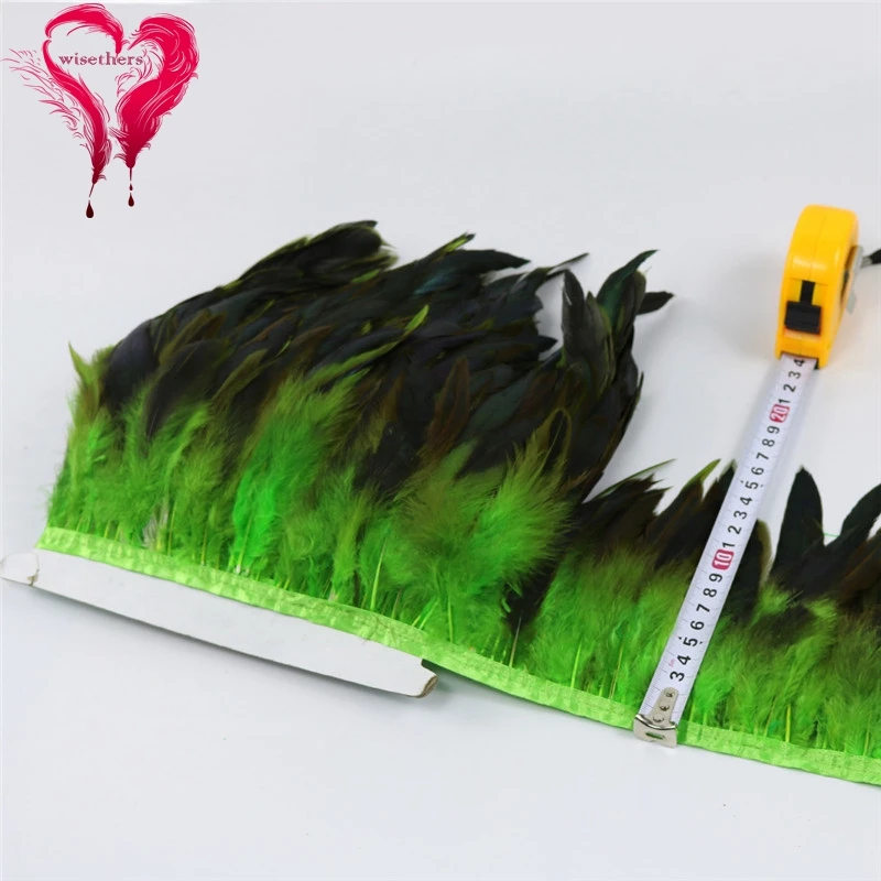 7 apple green rooster feather trims 5