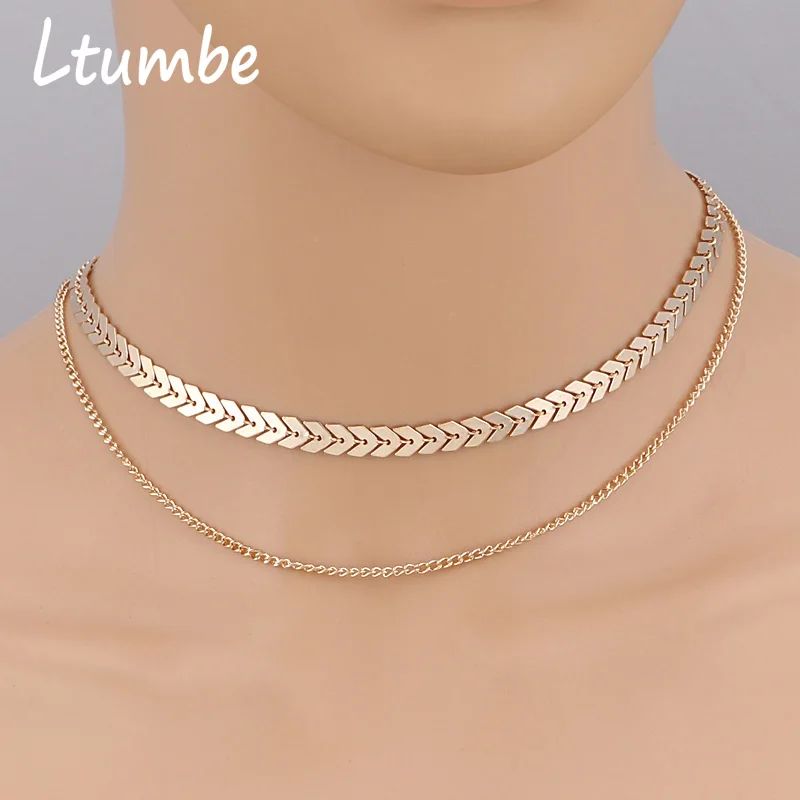 Ltumbe новинка Модные Двухслойные ожерелья и кулоны подвески в виде рыбьей кости