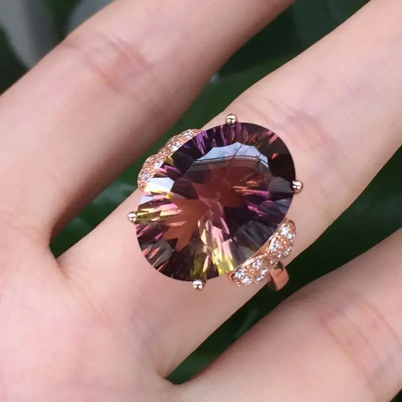 Fidelity Natural crystal Ring 925 sterling silver Natural 13*18mm Purple yellow gemstone Rings luxury fine Jewelry for women
Fidelity Natural crystal Ring 925 sterling silver Natural 13*18mm Purple yellow gemstone Rings luxury fine Jewelry for women