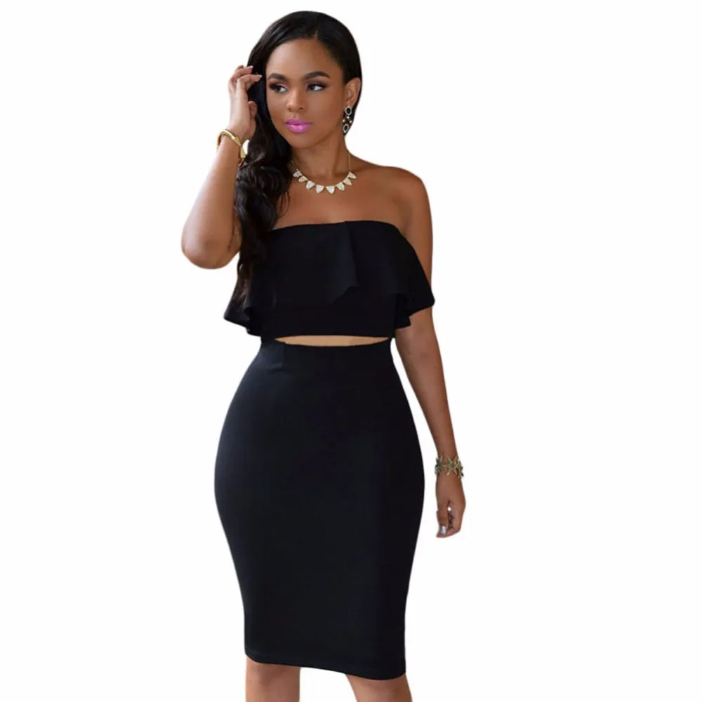 Black-Ruffle-Two-piece-Skirt-Set-LC60602-2-1