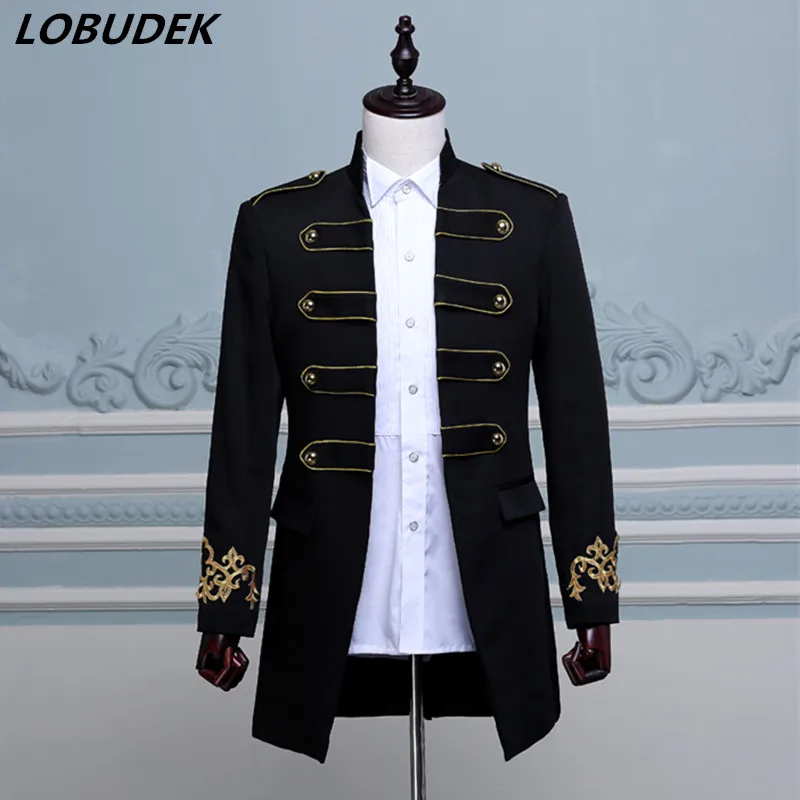Black white blue Embroidery Male long jacket Coats groom wedding clothes prom singer dancer performance Bar Club stage costumes
Black white blue Embroidery Male long jacket Coats groom wedding clothes prom singer dancer performance Bar Club stage costumes