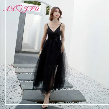 AXJFU Luxury black flower lace evening dress vintage princess sexy v neck black big bow a line evening dress little black dress
AXJFU Luxury black flower lace evening dress vintage princess sexy v neck black big bow a line evening dress little black dress