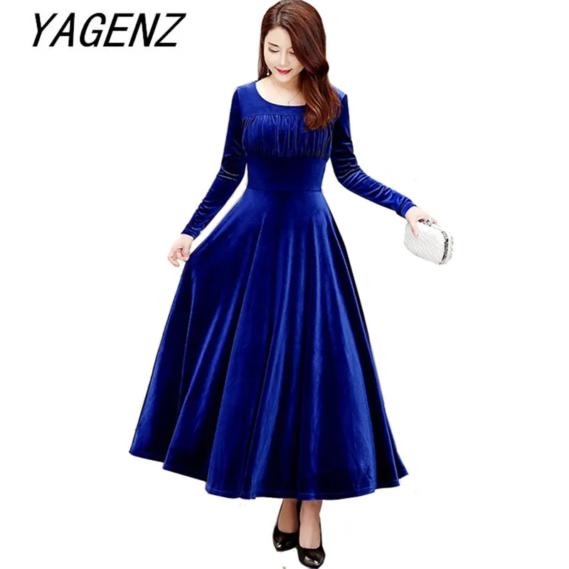 2019 Autumn Winter Women Long Dress O neck Slim Long sleeve Gold velvet Large swing Dress Solid color Plus size Party Dress 3XL
2019 Autumn Winter Women Long Dress O neck Slim Long sleeve Gold velvet Large swing Dress Solid color Plus size Party Dress 3XL