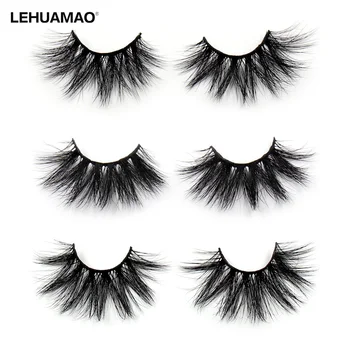 

LEHUAMAO 25mm Eyelashes 3D Mink False Eyelash Long Wispy Fluffy Curly Lashes Cruelty Free Natural Lash Dramatic False Eyelashes