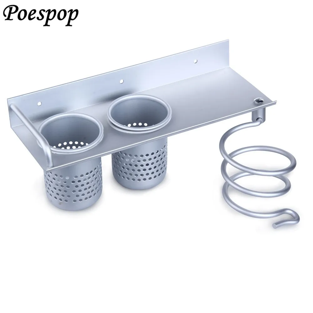 POSEPOP Multinational Use Aluminum Hair Dryer Shelf Bathroom Storage Holder Comb Rack Wall Hanger with 2 Cups Bathroom Accessory
POSEPOP Multinational Use Aluminum Hair Dryer Shelf Bathroom Storage Holder Comb Rack Wall Hanger with 2 Cups Bathroom Accessory