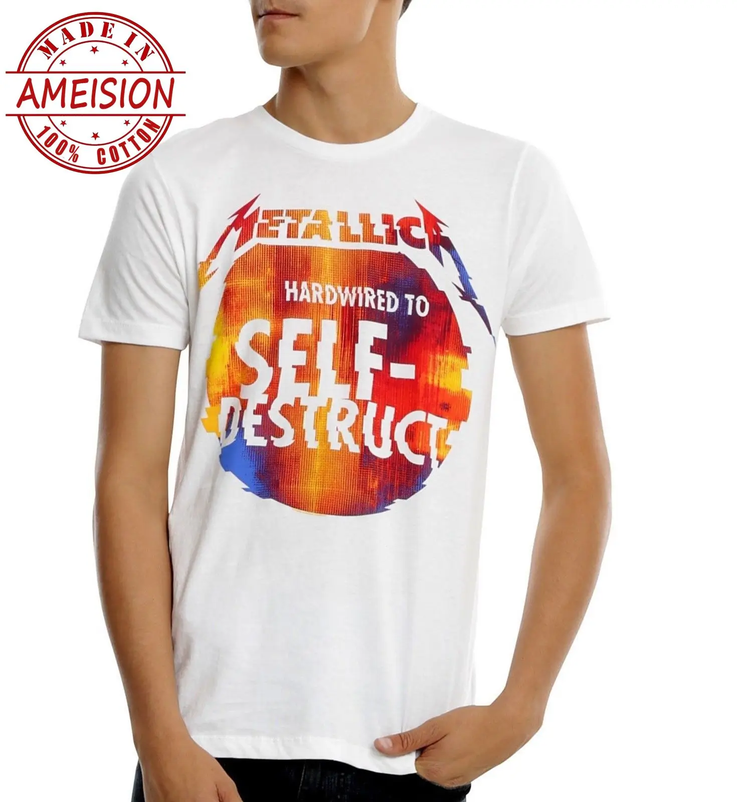 Metallica HARDWIRED TO SELF-DESTRUCT GLITCH BALL T-Shirt NEW 100% Authentic Printed T Shirt 2019 Fashion Brand Top Tee