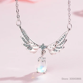 Temperament Exquisite New Fashion Angel Wings 925 Sterling Silver Jewelry Moonstone Wild Clavicle Chain Pendant Necklaces H365
Temperament Exquisite New Fashion Angel Wings 925 Sterling Silver Jewelry Moonstone Wild Clavicle Chain Pendant Necklaces H365