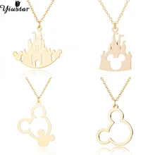 Yiustar souris château collier fille dessin animé Mickey pendentifs colliers pour femmes or mignon Animal collier bijoux collier femme(China)