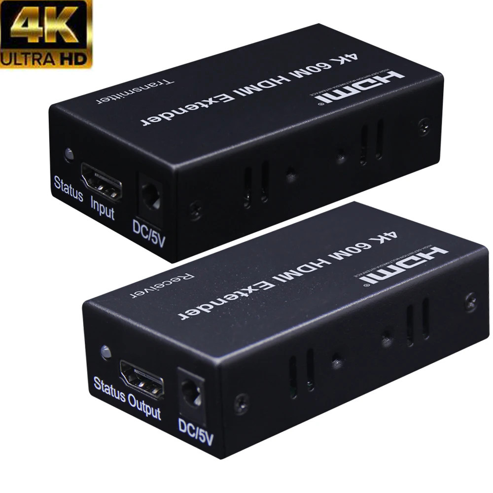 HDMI Extender 60m 4K HDMI Repeater Over Cat 6 Cat5e Ethernet Cables for PC DVD Sky HD Box PS3 PS4 Satellite Box and More Devices
HDMI Extender 60m 4K HDMI Repeater Over Cat 6 Cat5e Ethernet Cables for PC DVD Sky HD Box PS3 PS4 Satellite Box and More Devices