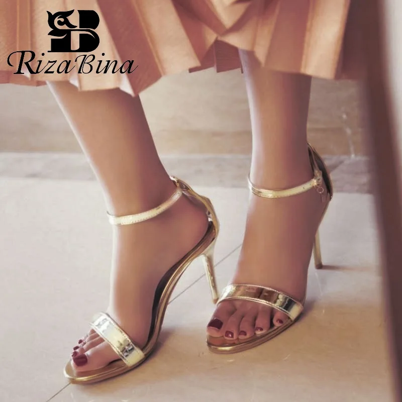 RizaBina Small Plus Size 30-50 Patent Leather Sandals Women Ankle Buckle Thin High Heels Shoes Wedding Club Footwear Mujer
RizaBina Small Plus Size 30-50 Patent Leather Sandals Women Ankle Buckle Thin High Heels Shoes Wedding Club Footwear Mujer