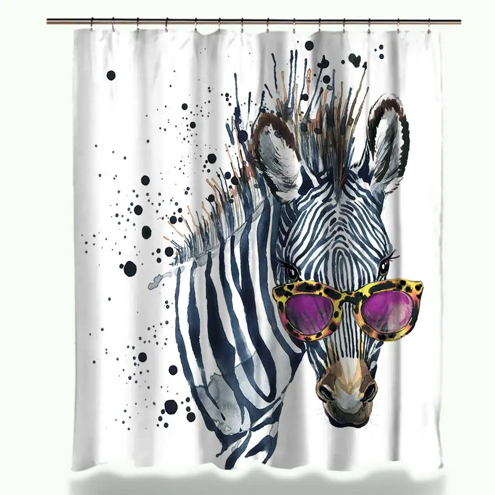 Funny Zebra with Rose Glasses Fashion Waterproof Fabric Home Decor Shower Curtain Bathroom Curtains with 12 Hooks
Funny Zebra with Rose Glasses Fashion Waterproof Fabric Home Decor Shower Curtain Bathroom Curtains with 12 Hooks