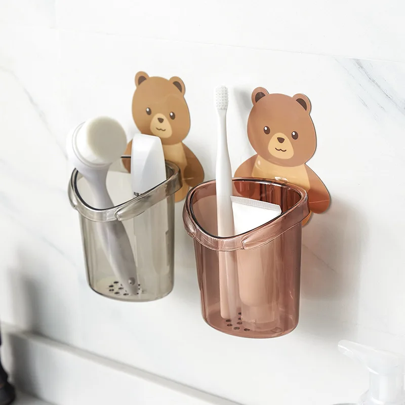 Wall-mounted Toothbrush Holder Plastic Bear Tumbler Cup Punch-free Shelf Tooth Brush Toothpaste Holder Bathroom Accessories Rack
Wall-mounted Toothbrush Holder Plastic Bear Tumbler Cup Punch-free Shelf Tooth Brush Toothpaste Holder Bathroom Accessories Rack