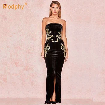 2019 spring new women's sexy slung neck T stage ball party dress sleeveless embroidery women's robes Bodycon velvet dress
2019 spring new women's sexy slung neck T stage ball party dress sleeveless embroidery women's robes Bodycon velvet dress